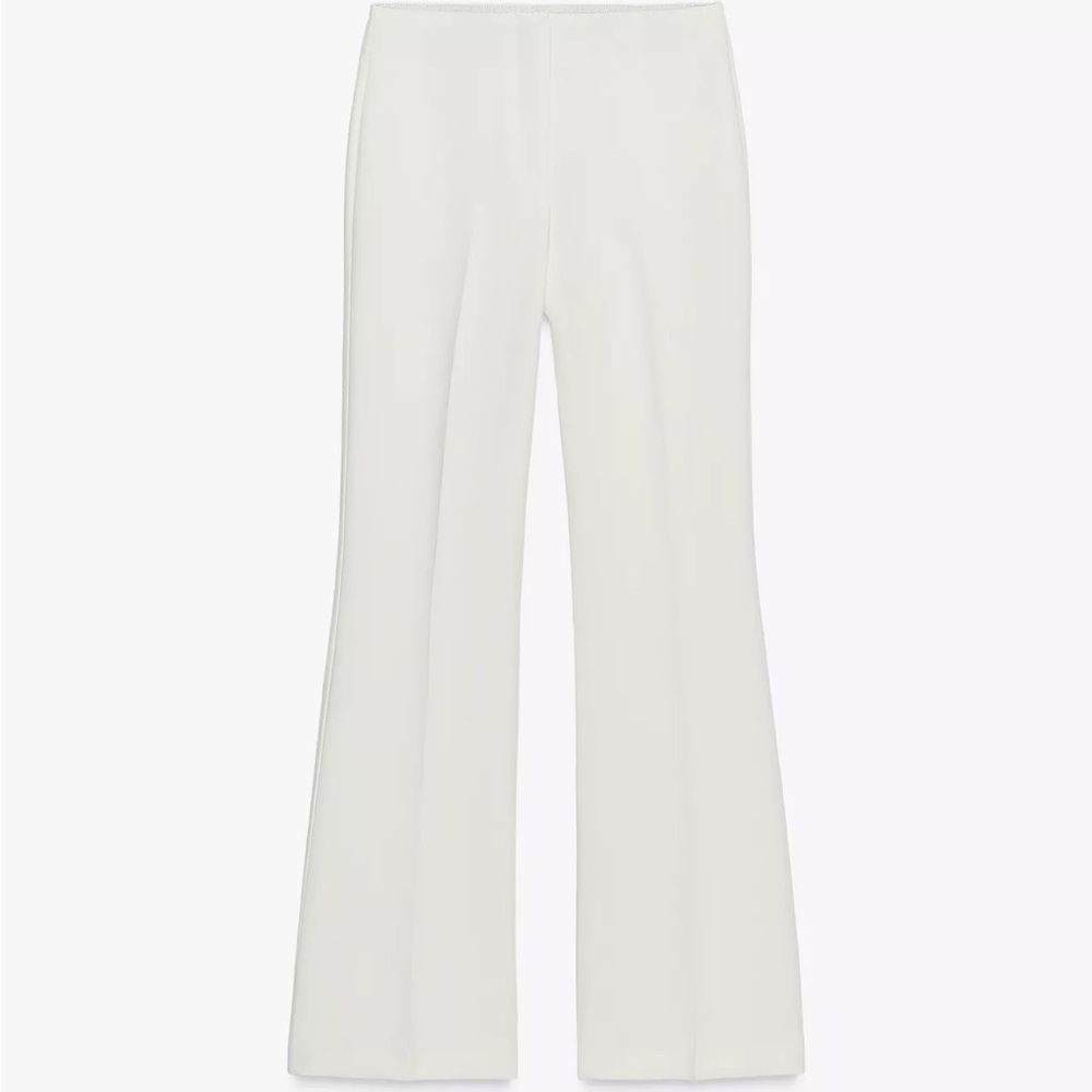 Zara NWT Brand New White Flare Pants with High-Waisted Design